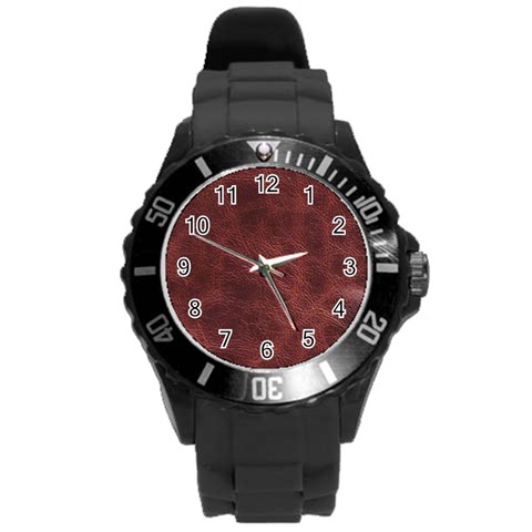 Leather Look & Skins Capri Brown Round Plastic Sport Watch Large from ArtsNow.com Front