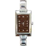 Leather Look & Skins Brown Crocodile Rectangular Italian Charm Watch