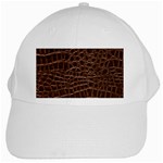 Leather Look & Skins Brown Crocodile White Cap