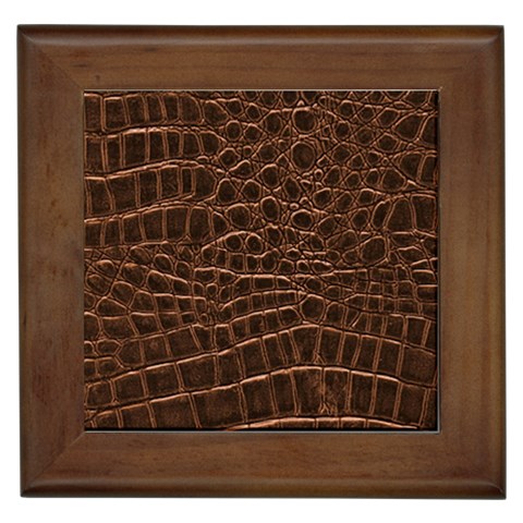 Leather Look & Skins Brown Crocodile Framed Tile from ArtsNow.com Front