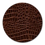 Leather Look & Skins Brown Crocodile Round Mousepad