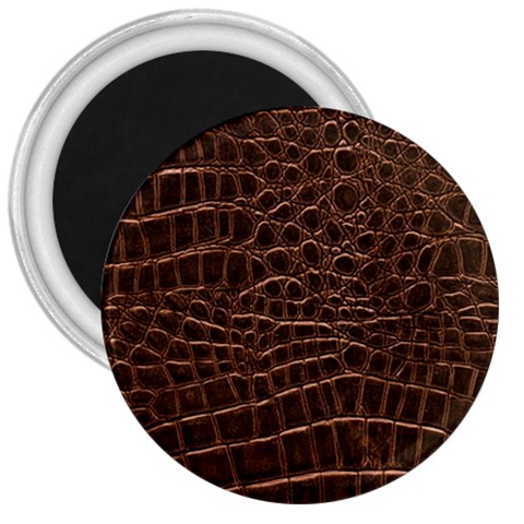 Leather Look & Skins Brown Crocodile 3  Magnet from ArtsNow.com Front