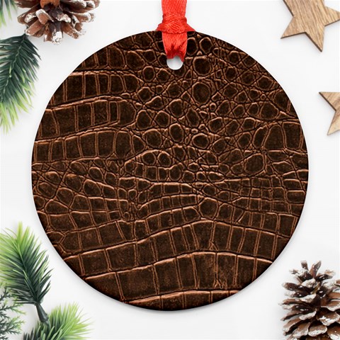 Leather Look & Skins Brown Crocodile Ornament (Round) from ArtsNow.com Front