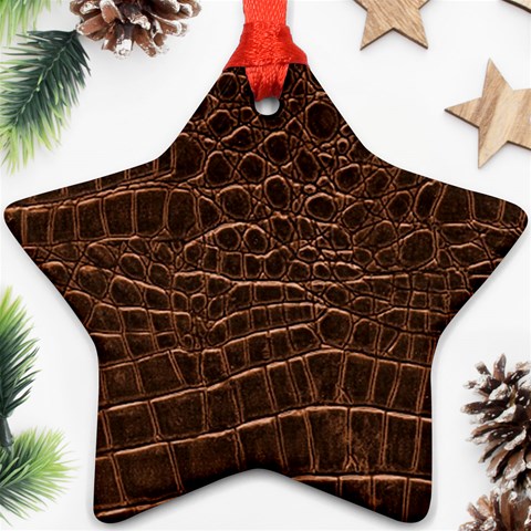 Leather Look & Skins Brown Crocodile Ornament (Star) from ArtsNow.com Front