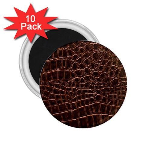 Leather Look & Skins Brown Crocodile 2.25  Magnet (10 pack) from ArtsNow.com Front