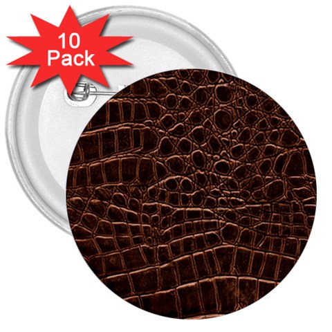 Leather Look & Skins Brown Crocodile 3  Button (10 pack) from ArtsNow.com Front