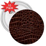 Leather Look & Skins Brown Crocodile 3  Button (10 pack)