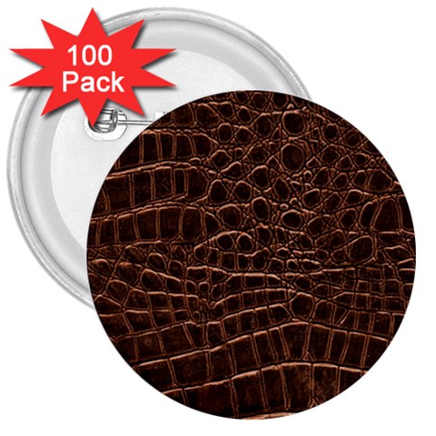 Leather Look & Skins Brown Crocodile 3  Button (100 pack) from ArtsNow.com Front