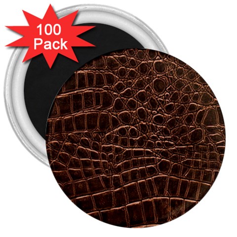 Leather Look & Skins Brown Crocodile 3  Magnet (100 pack) from ArtsNow.com Front
