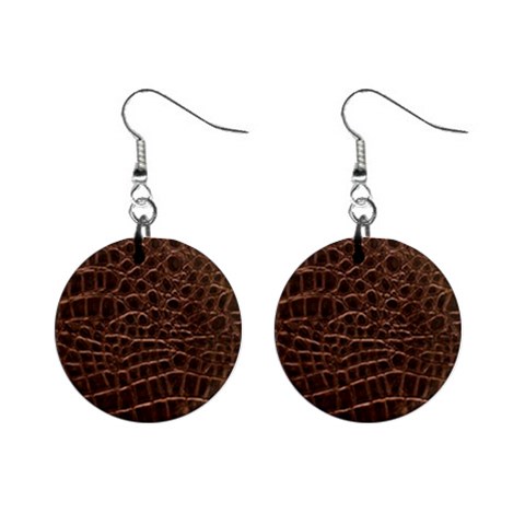 Leather Look & Skins Brown Crocodile 1  Button Earrings from ArtsNow.com Front