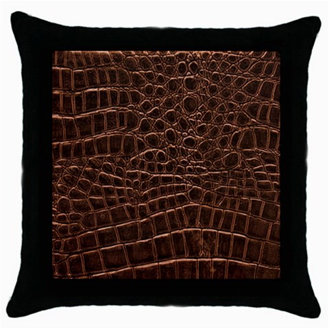 Leather Look & Skins Brown Crocodile Throw Pillow Case (Black) from ArtsNow.com Front