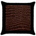 Leather Look & Skins Brown Crocodile Throw Pillow Case (Black)