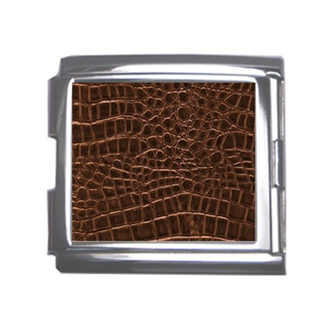 Leather Look & Skins Brown Crocodile Mega Link Italian Charm (18mm) from ArtsNow.com Front