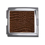 Leather Look & Skins Brown Crocodile Mega Link Italian Charm (18mm)