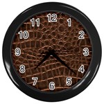 Leather Look & Skins Brown Crocodile Wall Clock (Black)