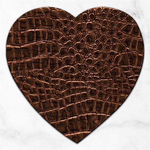 Leather Look & Skins Brown Crocodile Jigsaw Puzzle (Heart) from ArtsNow.com Front