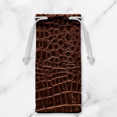 Leather Look & Skins Brown Crocodile Jewelry Bag from ArtsNow.com Front