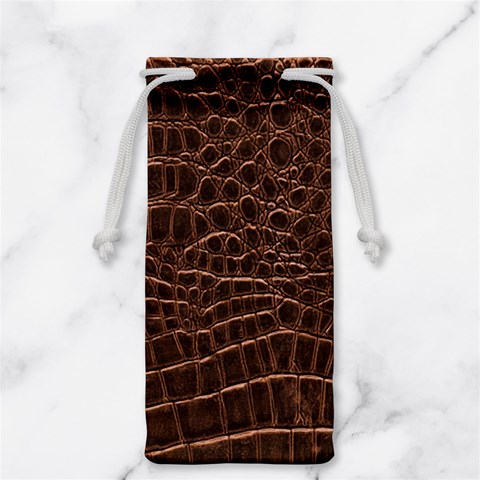 Leather Look & Skins Brown Crocodile Jewelry Bag from ArtsNow.com Back