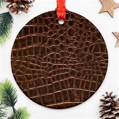 Leather Look & Skins Brown Crocodile Round Ornament (Two Sides) from ArtsNow.com Back