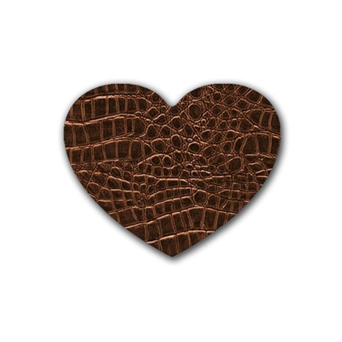 Leather Look & Skins Brown Crocodile Rubber Coaster (Heart) from ArtsNow.com Front