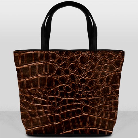 Leather Look & Skins Brown Crocodile Bucket Bag from ArtsNow.com Front