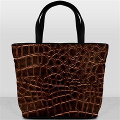 Leather Look & Skins Brown Crocodile Bucket Bag from ArtsNow.com Front
