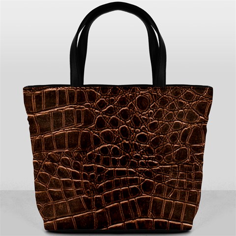 Leather Look & Skins Brown Crocodile Bucket Bag from ArtsNow.com Back