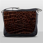 Leather Look & Skins Brown Crocodile Messenger Bag