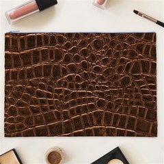 Leather Look & Skins Brown Crocodile Cosmetic Bag (XXL) from ArtsNow.com Front