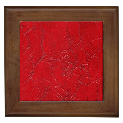 Leather Look & Skins Cracked Red Leather Framed Tile from ArtsNow.com Front