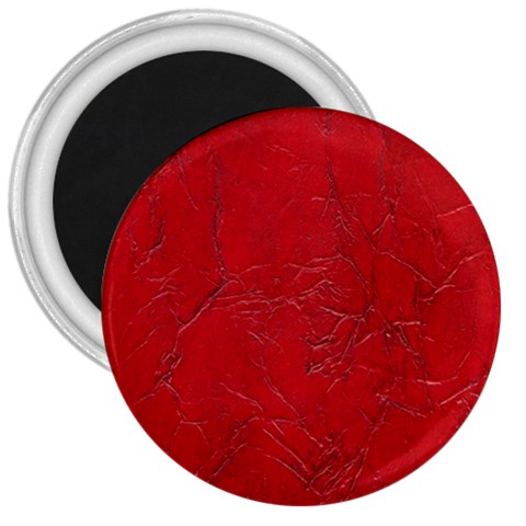 Leather Look & Skins Cracked Red Leather 3  Magnet from ArtsNow.com Front