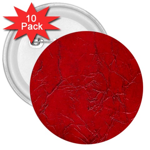 Leather Look & Skins Cracked Red Leather 3  Button (10 pack) from ArtsNow.com Front