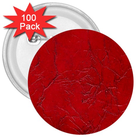 Leather Look & Skins Cracked Red Leather 3  Button (100 pack) from ArtsNow.com Front
