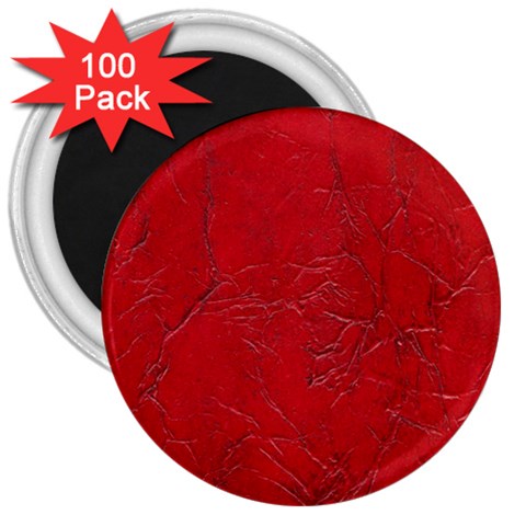 Leather Look & Skins Cracked Red Leather 3  Magnet (100 pack) from ArtsNow.com Front