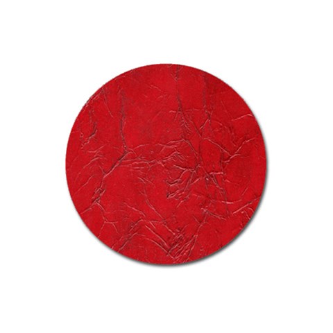 Leather Look & Skins Cracked Red Leather Magnet 3  (Round) from ArtsNow.com Front