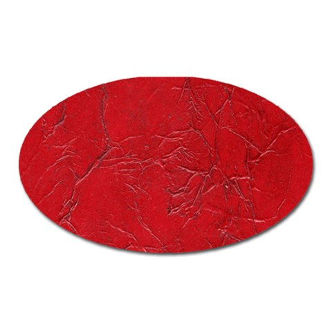 Leather Look & Skins Cracked Red Leather Magnet (Oval) from ArtsNow.com Front