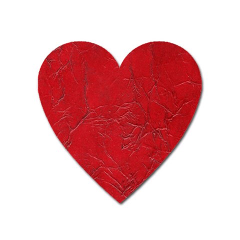 Leather Look & Skins Cracked Red Leather Magnet (Heart) from ArtsNow.com Front