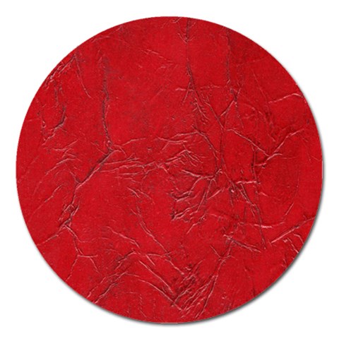 Leather Look & Skins Cracked Red Leather Magnet 5  (Round) from ArtsNow.com Front