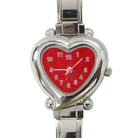 Leather Look & Skins Cracked Red Leather Heart Italian Charm Watch from ArtsNow.com Front