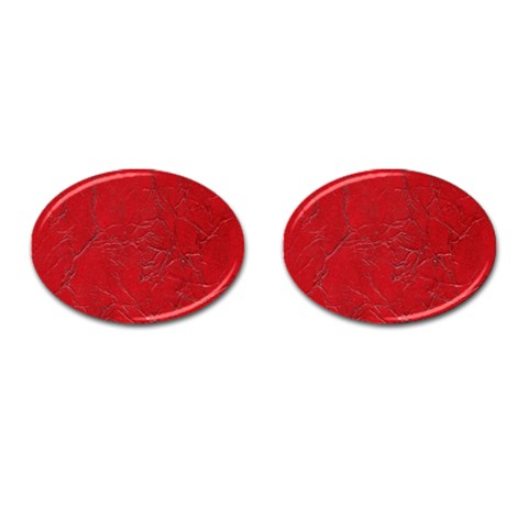Leather Look & Skins Cracked Red Leather Cufflinks (Oval) from ArtsNow.com Front(Pair)