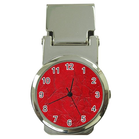 Leather Look & Skins Cracked Red Leather Money Clip Watch from ArtsNow.com Front
