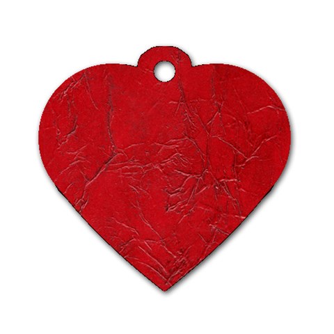 Leather Look & Skins Cracked Red Leather Dog Tag Heart (Two Sides) from ArtsNow.com Front