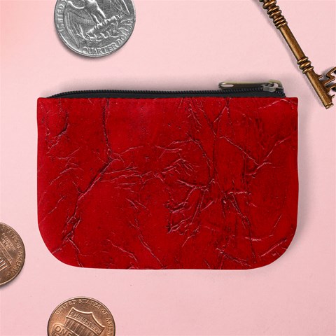 Leather Look & Skins Cracked Red Leather Mini Coin Purse from ArtsNow.com Back