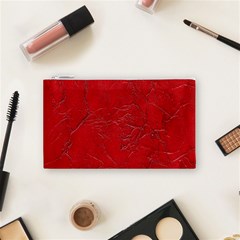 Leather Look & Skins Cracked Red Leather Cosmetic Bag (Small) from ArtsNow.com Front