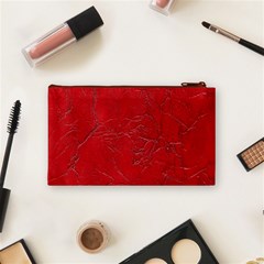 Leather Look & Skins Cracked Red Leather Cosmetic Bag (Small) from ArtsNow.com Back