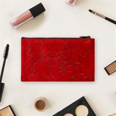 Leather Look & Skins Cracked Red Leather Cosmetic Bag (Small) from ArtsNow.com Back