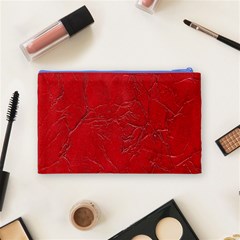 Leather Look & Skins Cracked Red Leather Cosmetic Bag (Medium) from ArtsNow.com Back