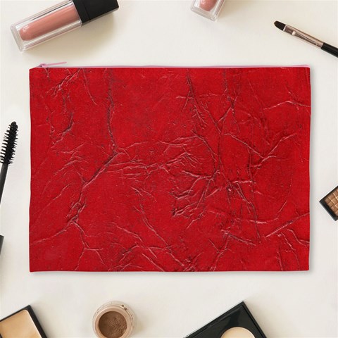 Leather Look & Skins Cracked Red Leather Cosmetic Bag (XL) from ArtsNow.com Front