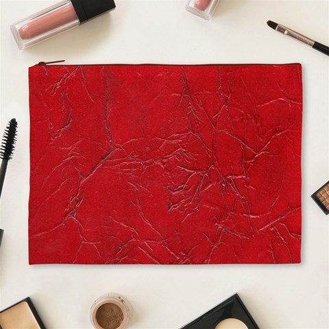 Leather Look & Skins Cracked Red Leather Cosmetic Bag (XL) from ArtsNow.com Front