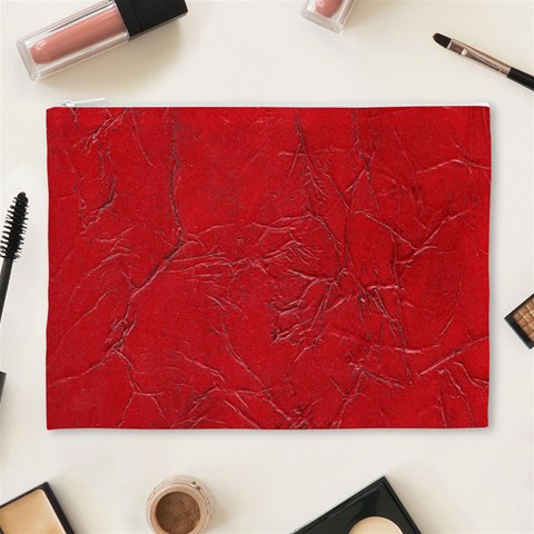 Leather Look & Skins Cracked Red Leather Cosmetic Bag (XL) from ArtsNow.com Front